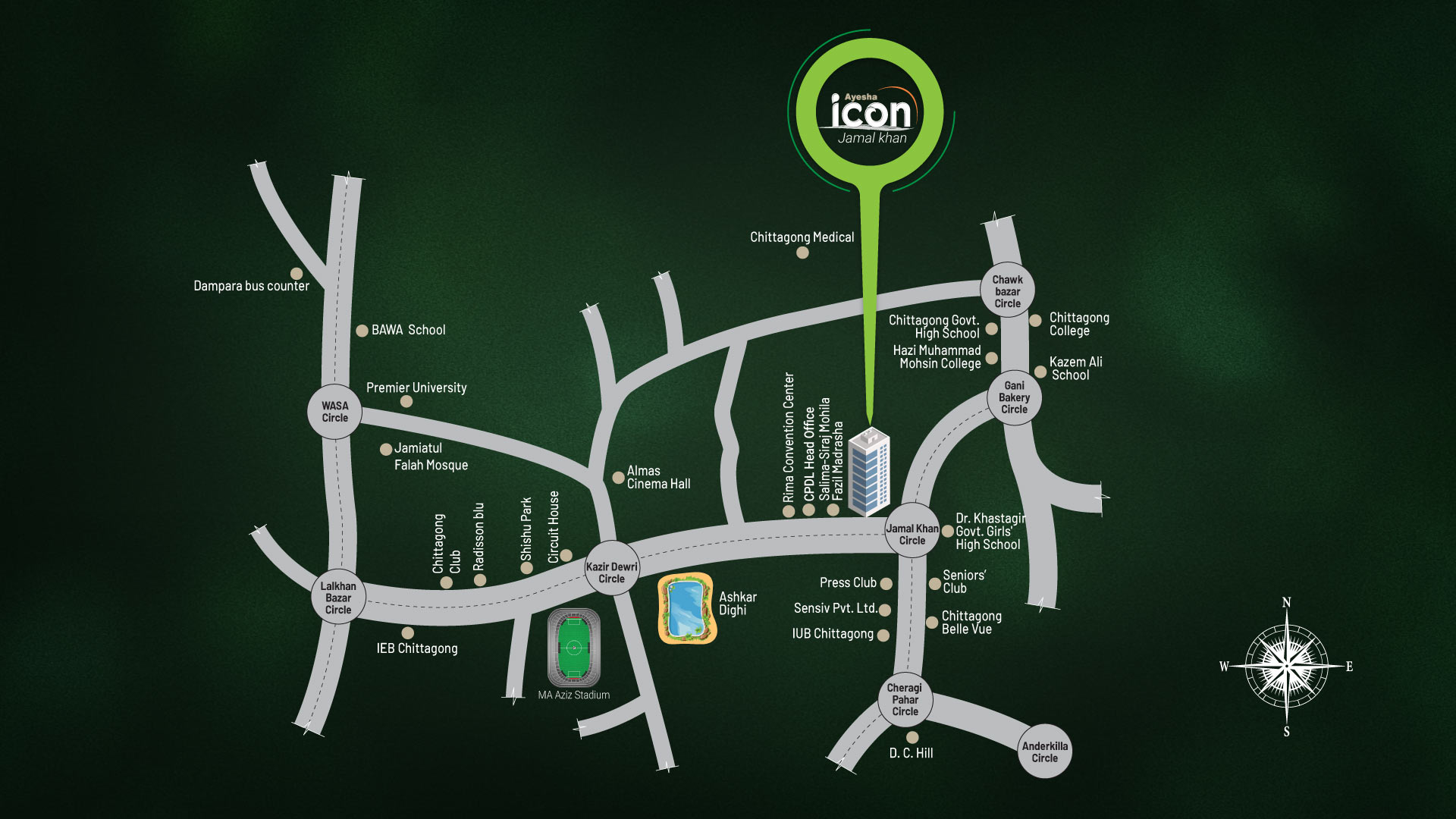 Ayesha Icon Location Map